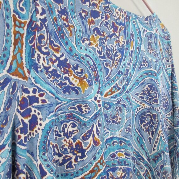 Peruvian Connection Venezia Midi Dress XXL Blue Paisley Pima Cotton Coastal 248 - Picture 8 of 11